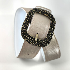 Ceinture reversible femme Dorée / Blanc